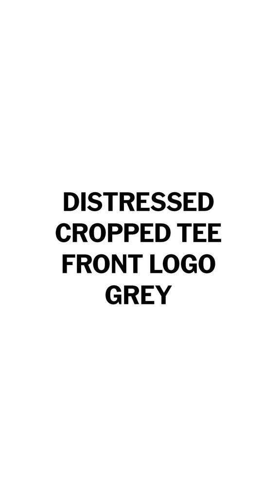 Distressed Cropped T-Shirt Big Logo - Grey