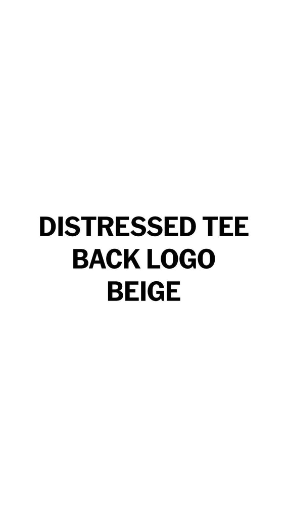 Distressed T-Shirt Back Logo - Beige